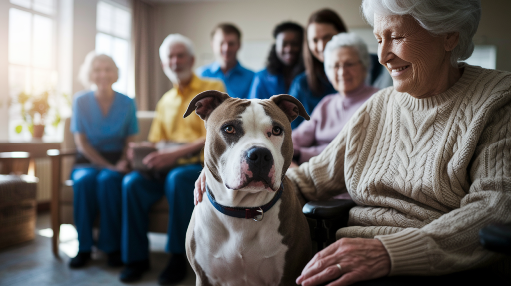a dog sitting on a woman's lap